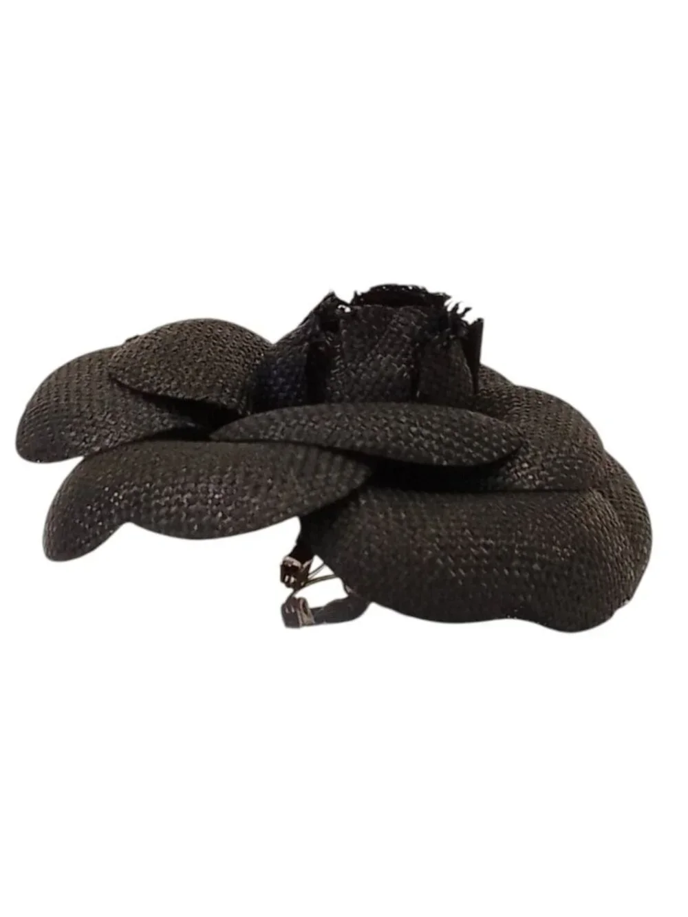 Chanel Canvas Camellia Corsage Pin Brooch Black